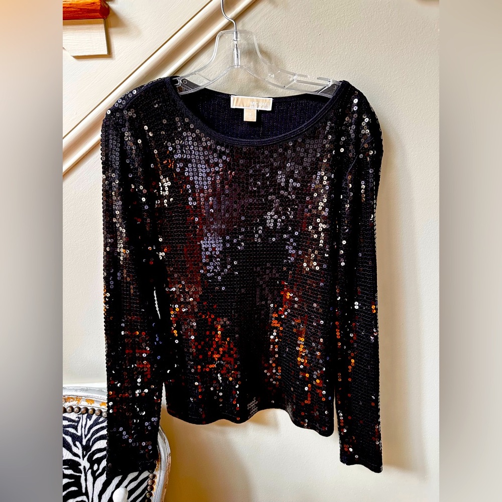 Michael Kors Black Sequin Top